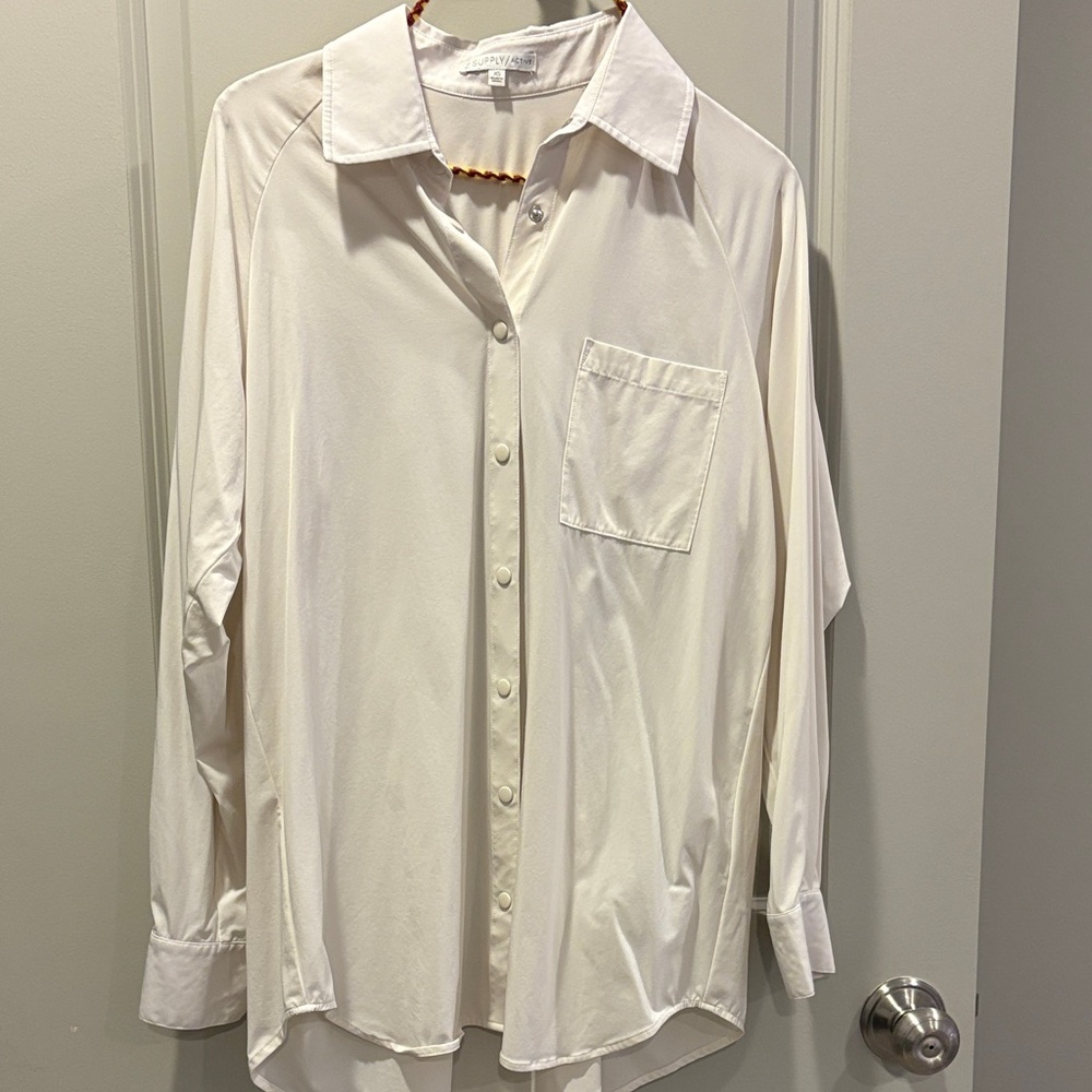 Z Supply Cream Snap Front Shirt size XSMALL